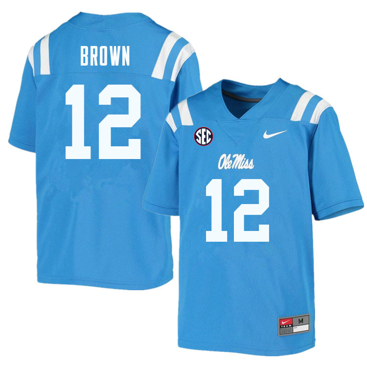 Men #12 Jakivuan Brown Ole Miss Rebels College Football Jerseys Sale-Powder Blue